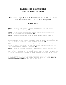 Image of San Diego City Council Proclamation Declaring March as Bleeding Disorders Awareness Month