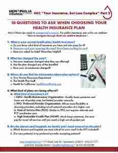 One sheet: 10 Questions to Ask When Choosing a Health Plan with Links